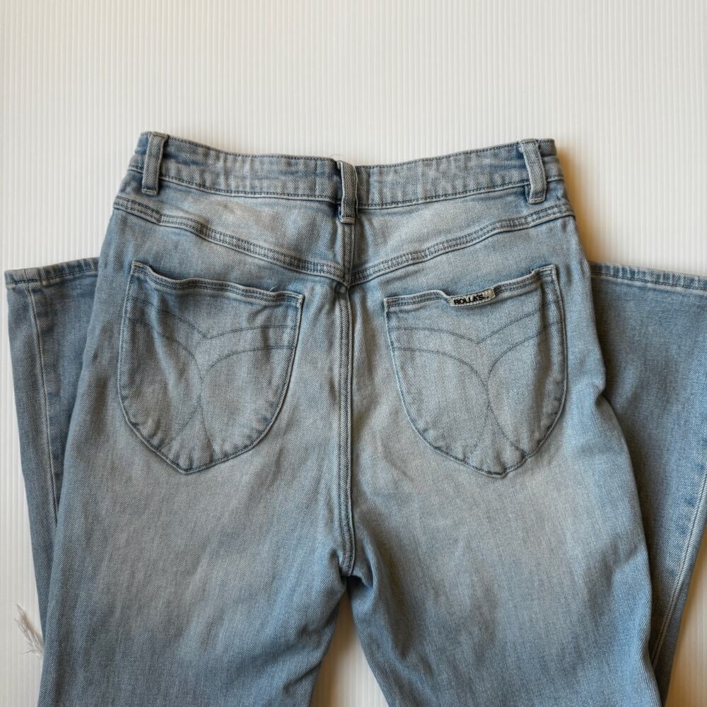 Rollas Dusters Bootcut Crop Jeans Distressed Sz 29 Y2K Denim Festival 70s Flare - Picture 4 of 16